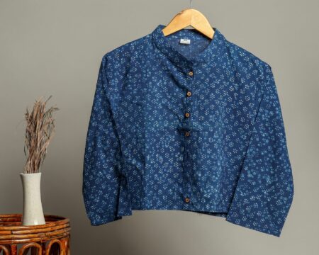 Handmade Block Print Cotton for Women ? Ethnic Floral Printed Top with Long Sleeves