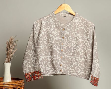 Handmade Block Print Cotton for Women ? Ethnic Floral Printed Top with Long Sleeves